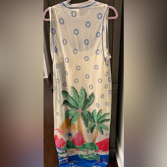 Anthropologie Farm Rio Sunset Graphic Tank Top in Blue and Pink - Picture 2 of 4